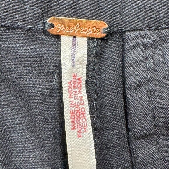 Free People Needed Breaking Trousers Mid Rise Pleating 100% Cotton Black‎ Size 0 - Picture 9 of 16